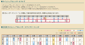 タイムシェアーカレンダー13泊